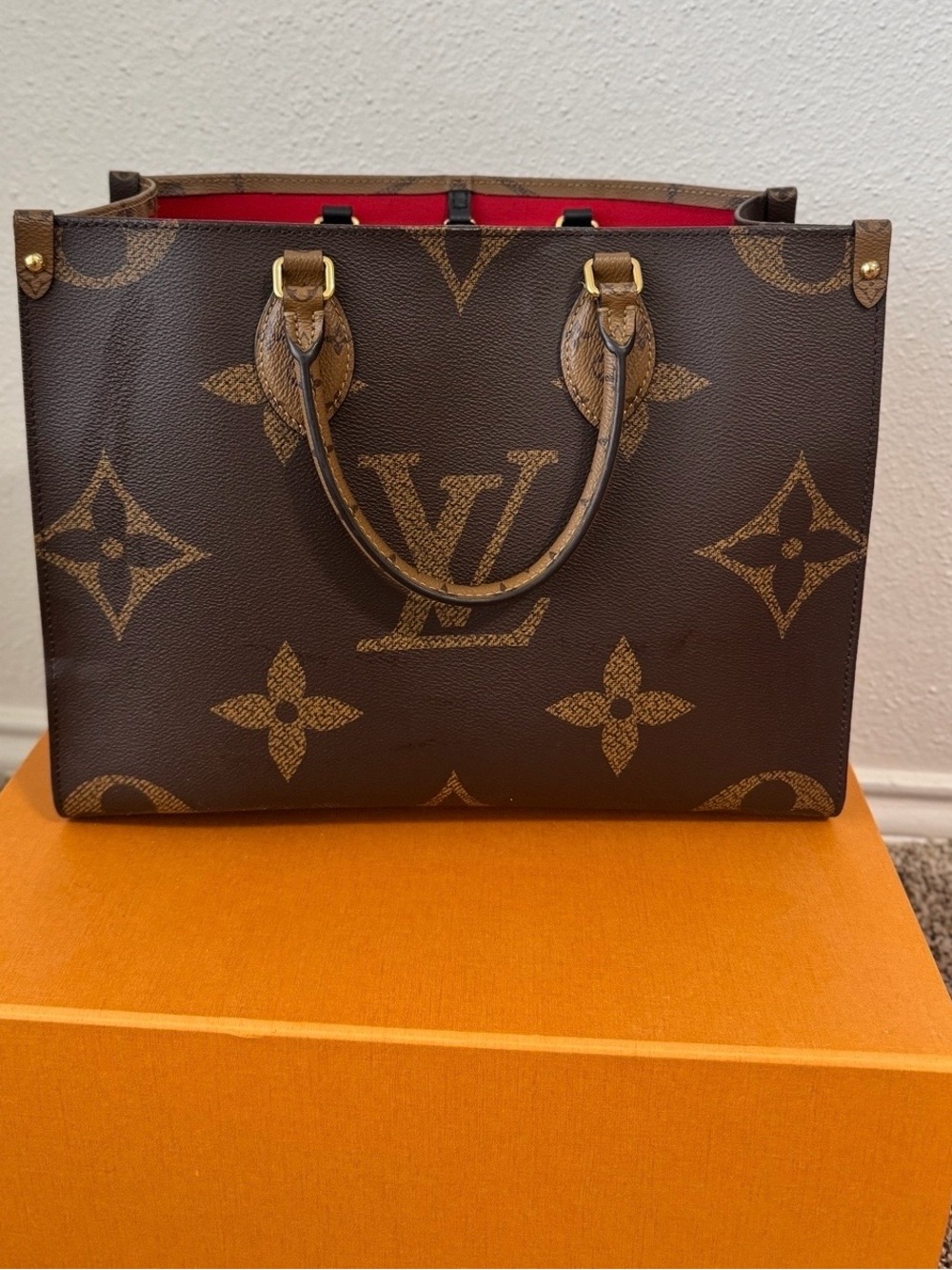 Louis Vuitton Monogram Canvas Tote with Red Interior Trim